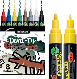 TRANSON 8 Colors Dual-tip Permanent Paint Markers Oil Based Waterproof