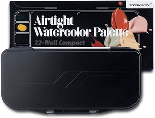 Transon Watercolor Palette Folding with Lid 18wells 2 Mixing Areas and 1 Large Mixing Tray Black