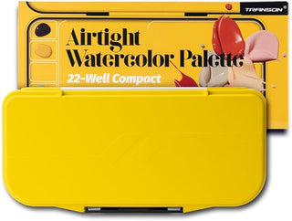 Transon Watercolor Palette Folding with Lid 18wells 2 Mixing Areas and 1 Large Mixing Tray Yellow