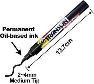 TRANSON 2 Black and 2 White Permanent Paint Markers Oil Based Waterproof Medium Tip