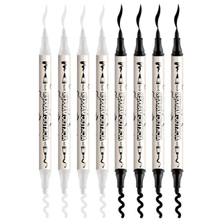 TRANSON 4 Black and 4 White Paint Pens Brush and Bold Dual-tip