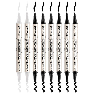 TRANSON 6 Black and 2 White Paint Pens Bold and Brush Dual-tip