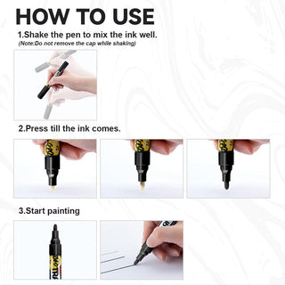 TRANSON 2 Black and 2 White Permanent Paint Markers Oil Based Waterproof Medium Tip