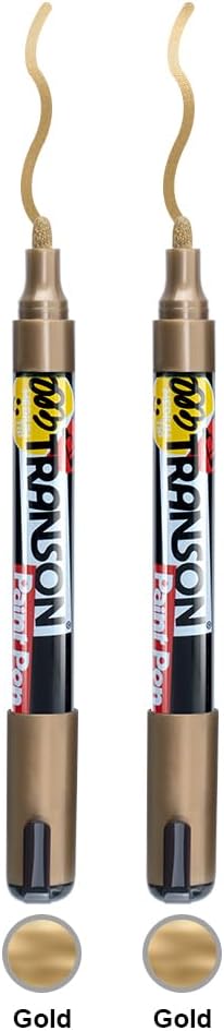 TRANSON 2 Gold Permanent Paint Markers Oil Based Waterproof Medium Tip