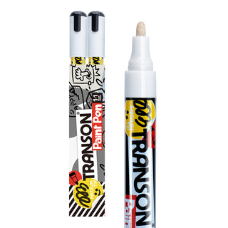 TRANSON 2 White Permanent Paint Markers Oil Based Waterproof Medium Tip