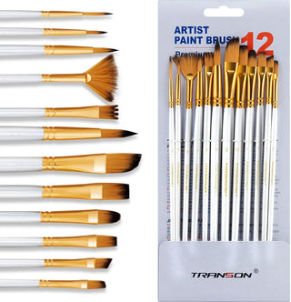 Art Painting Brush Assorted Set of 12 White