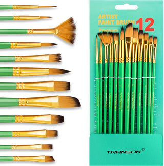 Art Painting Brush Assorted Set of 12 Green