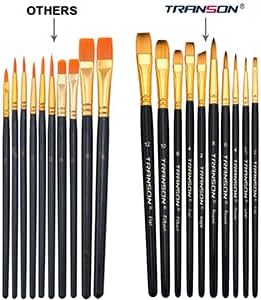 Transon 20pcs Artist Painting Brush Set for Acrylic Watercolor Gouache Hobby Craft Face Rock Painting Black and Pink