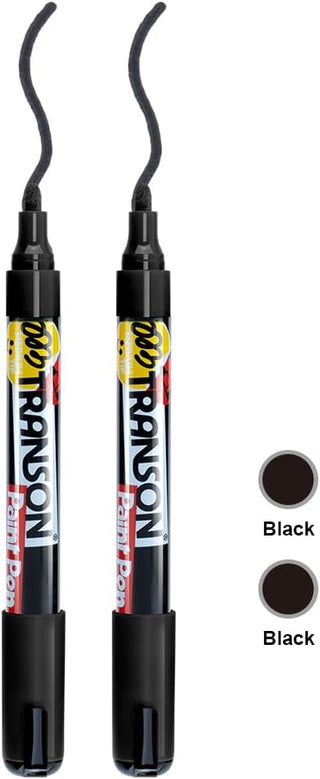 TRANSON 2 Black Paint Markers for Fabric Rock Craft Diy Painting Medium Tip Oil Based Waterproof