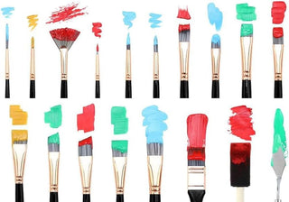 Transon Art Paint Brush Kit 16 Paint Brushes with Foam Brush Spatula and Brush Case for Oil, Acrylic, Watercolor, Gouache, Painting Black