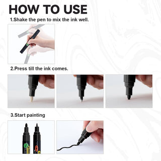 TRANSON 2 Black Dual-tip Permanent Paint Markers Oil Based Waterproof