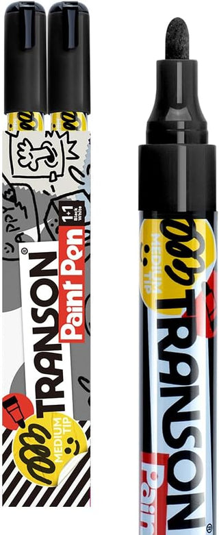 TRANSON 2 Black Paint Markers for Fabric Rock Craft Diy Painting Medium Tip Oil Based Waterproof