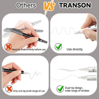 Product image TRANSON 8 Pack White Brush and Fine Dual-tip Acrylic Paint Pen for DIY Glass Canvas Wood Leather Ceramic Rock Painting