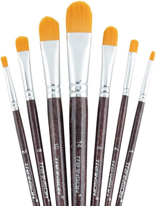 Transon 7pcs Artist Filbert Paintbrush Set for Acrylic Watercolor Gouache Oil and Body Painting