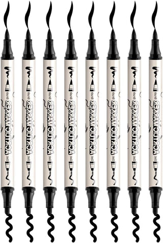 TRANSON 8 Pack Black Brush and Bold Dual-tip Acrylic Paint Pen for DIY Glass Canvas Wood Leather Ceramic Rock Painting