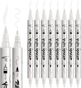 Product image TRANSON 8 Pack White Brush and Fine Dual-tip Acrylic Paint Pen for DIY Glass Canvas Wood Leather Ceramic Rock Painting