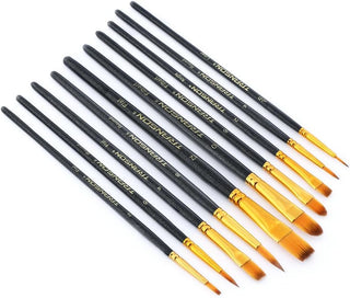 Transon 20pcs Artist Painting Brush Set for Acrylic Watercolor Gouache Hobby Craft Face Rock Painting Black and Pink