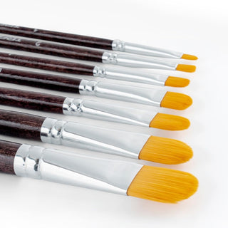 Transon 7pcs Artist Filbert Paintbrush Set for Acrylic Watercolor Gouache Oil and Body Painting