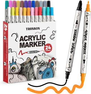 24 Color Bold and Fine Dual-tip Acrylic Paint Pen Set