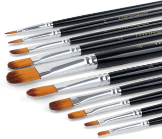 Synthetic Filbert Paint Brush Set 10pcs