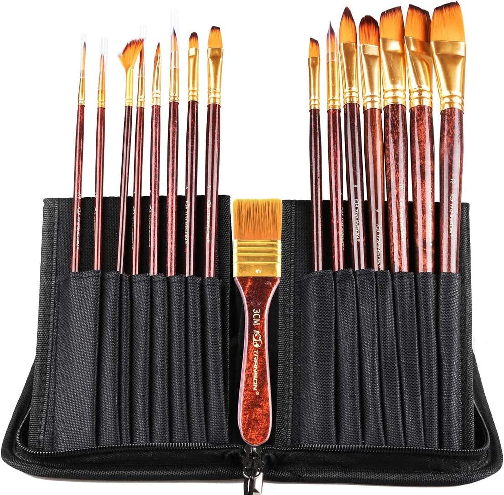 Transon Flat Paint Brush Set 7pcs for Acrylic Watercolor Gouache Oil and  Body Painting