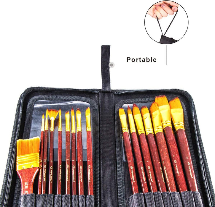 Casewin Fan Paint Brush Set of 9 Pcs, Professional Artist Acrylic Paint  Brushes Set with Long Wood Handles Anti-Shedding Nylon Hair for Acrylic  Watercolor Oil Painting,Rock Painting 