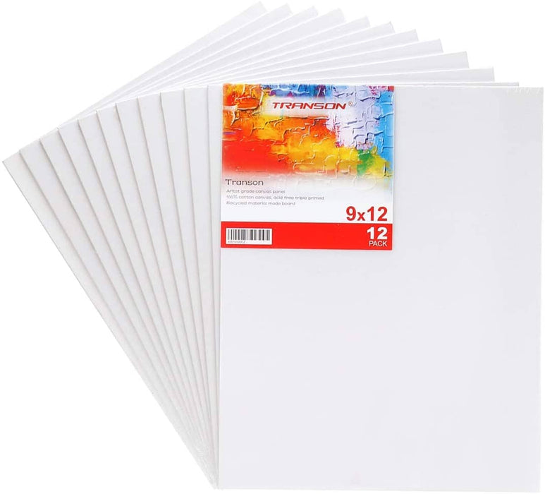 PHOENIX Painting Canvas Panels 9x12 Inch, 12 Value Pack - 8 Oz Triple  Primed 100% Cotton Acid Free Canvas Boards for Painting, White Blank Flat  Canvas
