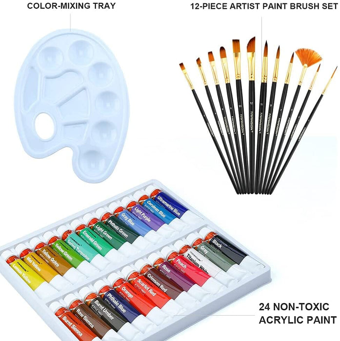 24 Colours Water Based Paint Set Quality Gouache Brush and Palette