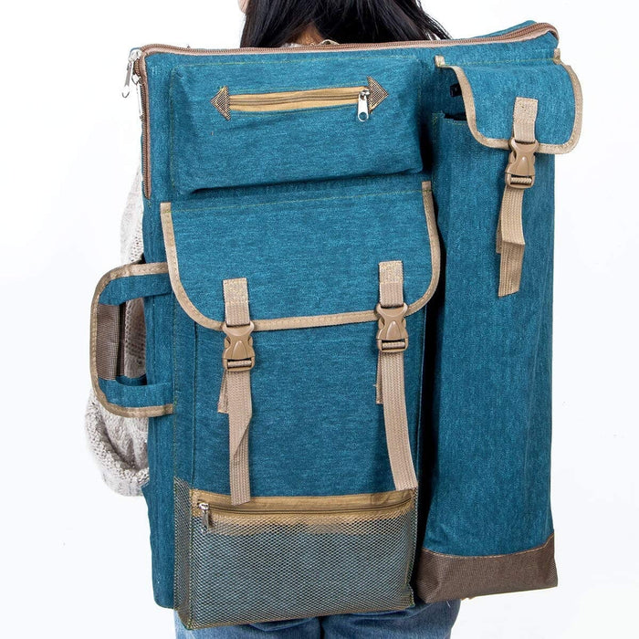 Transon Art Portfolio Case Artist Backpack Canvas Bag Large 26” x 19.5” Khaki Color