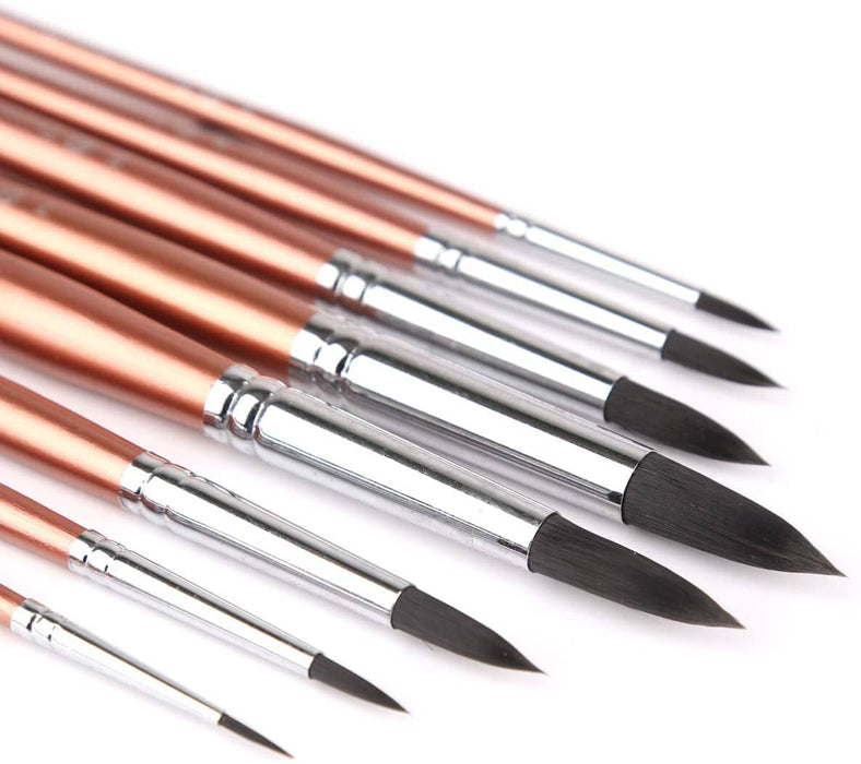 8Pcs Goats Hair Watercolor Paint Brush Wood Art Brushes for Acrylic Painting